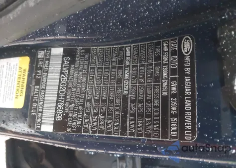 2013 Land Rover Range Rover Evoque Pure из США, поврежденный, VIN SALVP2BG2DH766898